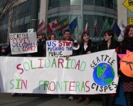 Members of the public, union, labor, and trade justice organizations gathered and spoke out with Alex in solidarity with workers worldwide fighting corporate shortcuts like the Public-Private Partnership.